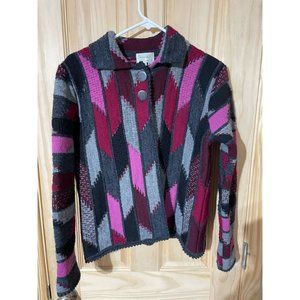 Vintage Cherry Lewis Of England Womens Wool Cardigan Sweater Size Medium